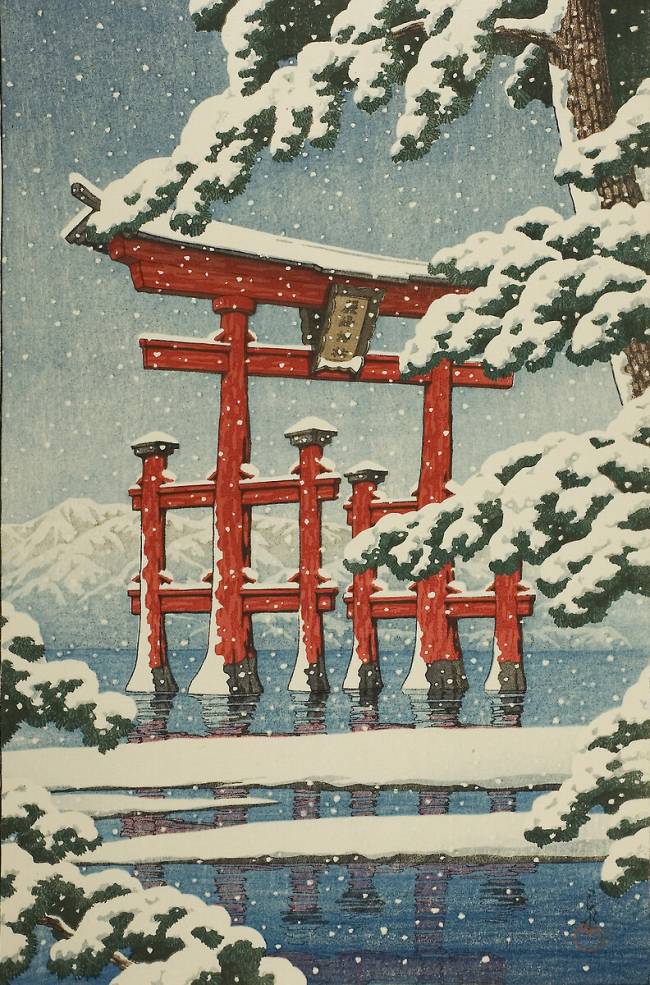 Miyajima sous la neige Hasui Kawase