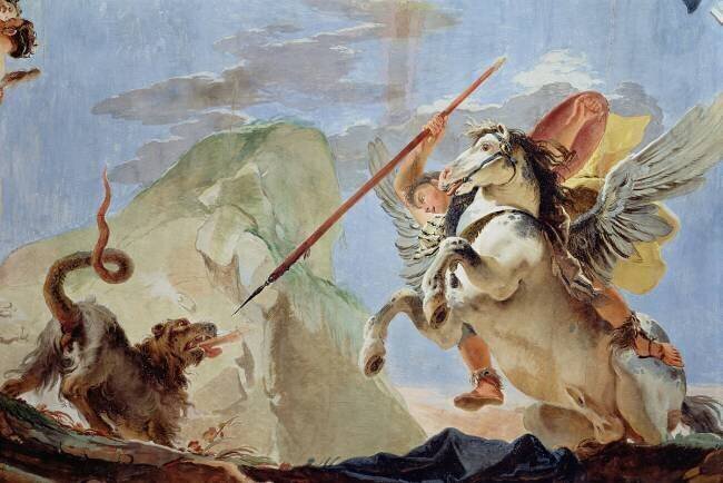 Bellerophon tue la chimère tout en chevauchant Pégase Giambattista Tiepolo