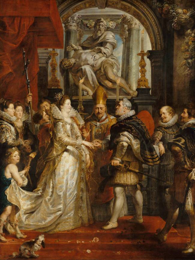 Le Mariage par procuration de Marie de Médicis et d&#39;Henri IV, à Florence le  5 octobre 1600 de Pierre Paul Rubens - Reproduction d&#39;art haut de gamme