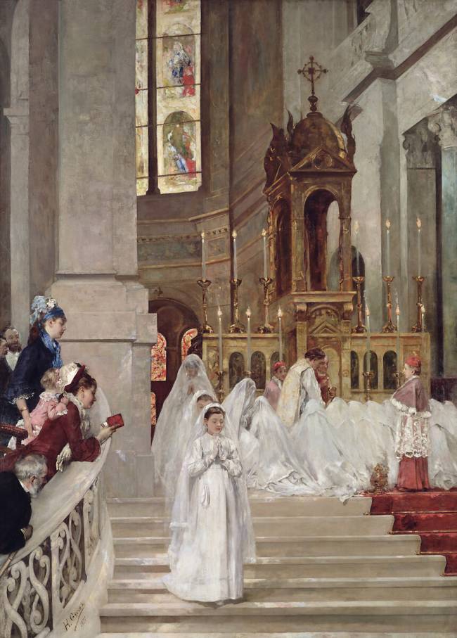 Communion à l&#39;église de la Trinité de Henri Gervex - Reproduction d&#39;art haut de gamme