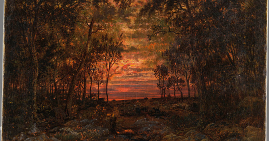 150x130 cm）Soleil coucher de soleil forêt arbre tapisserie