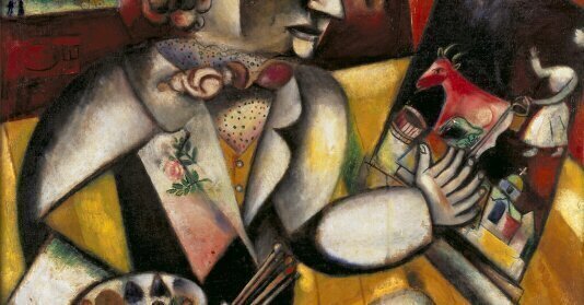 Autoportrait aux sept doigts, 1912 de Marc Chagall - Reproduction