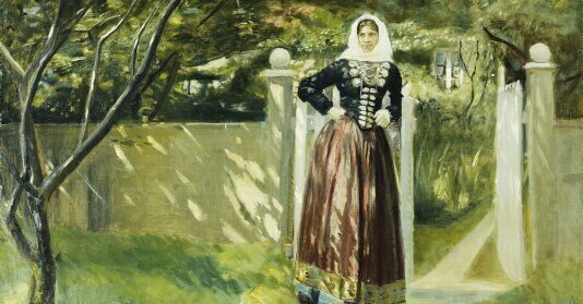 At the Garden Gate de Michael Peter Ancher - Reproduction tableau