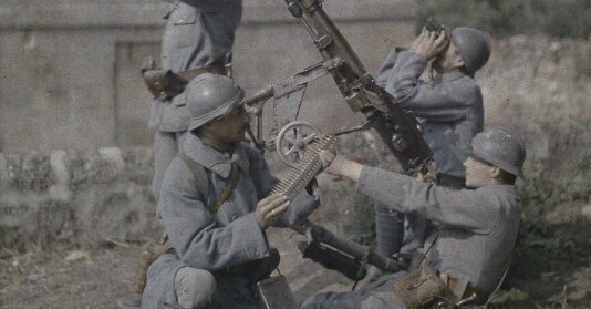 Soldat Mitrailleur En Tôle Lithographiée – Jouet Mécanique Vintage – Made In Germany – Années 1930