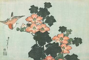 Roses et moineau (Hokusai) - Muzeo.com