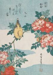 Rossignol et roses (Hokusai) - Muzeo.com