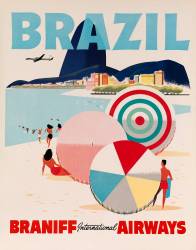 Braniff Airways Travel Poster, Brazil (David Pollack) - Muzeo.com