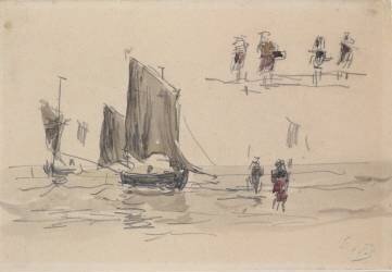 Bateaux et pêcheurs (Eugène Boudin) - Muzeo.com