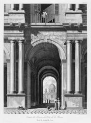 Entrée du Louvre, du côté de la rivière, prise de l'intérieur de la cour (Louis-Pierre Baltard) - Muzeo.com