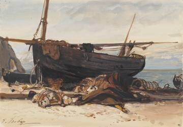 Etude de barque à Etretat (Eugène Isabey) - Muzeo.com