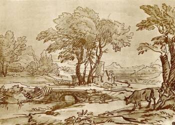 Paysage avec pont (Claude Gellée) - Muzeo.com