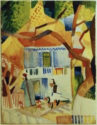 Cour de la maison de campagne (August Macke) - Muzeo.com