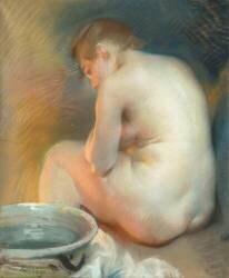 Femme nue se chauffant (Albert Besnard) - Muzeo.com
