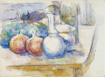 Nature morte avec grenades, carafe, sucrier, bouteille et pastèque (Paul Cézanne) - Muzeo.com