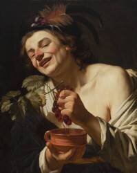 Jeune homme aux raisins (Gerrit van Honthorst) - Muzeo.com