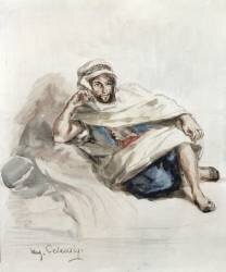 Arabe assis (Eugène Delacroix) - Muzeo.com