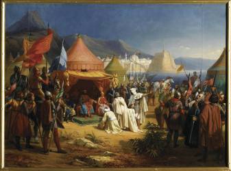 Bertrand de Saint Gilles recevant la soumission du cadi Fakr el-Moulk (Alexandre-Charles Debacq) - Muzeo.com