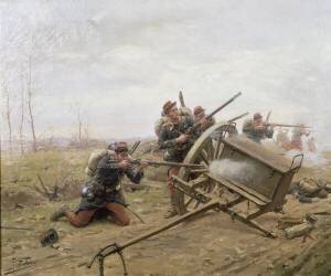 Combat d'infanterie sur une route, 1870 (Paul-Louis-Narcisse Grolleron) - Muzeo.com