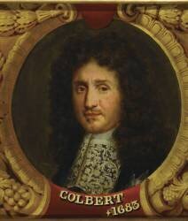 Jean-Baptiste Colbert (1619-1683), représenté en 1676 (dans un encadrement décoratif) (Jean-Pierre Franque) - Muzeo.com