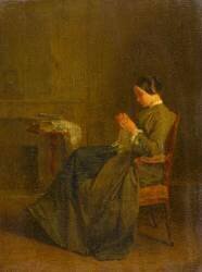 Jeune femme cousant (Benjamin Eugène Fichel) - Muzeo.com