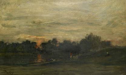 Paysage : Coucher de soleil (Charles-François Daubigny) - Muzeo.com
