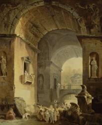 Les musiciens (Hubert Robert) - Muzeo.com