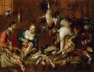 Marchande de volailles et de poissons (Felice Boselli) - Muzeo.com