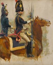 Officier des grenadiers à cheval de la Garde Impériale portant un étendard pris à l'ennemi (Edouard Detaille) - Muzeo.com