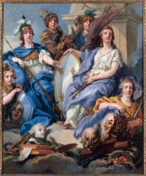 Portrait allégorique du roi Louis XV représenté par les vertus - 1762 (Charles Amédée Philippe van...) - Muzeo.com