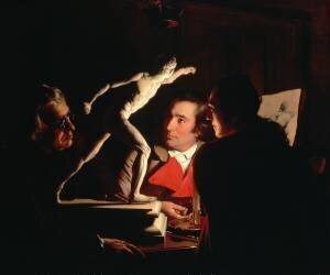 Trois personnes regardant le Gladiateur à la lumière des bougies (Joseph Wright of Derby) - Muzeo.com