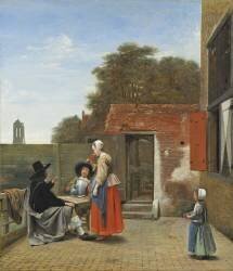 Une cour néerlandaise (Pieter de Hooch) - Muzeo.com