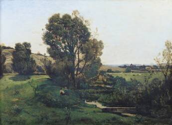 Vue depuis Moncel-sur-Seine (Henri Joseph Harpignies) - Muzeo.com
