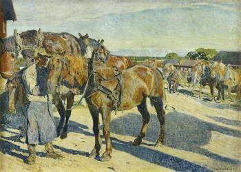Dans la cour de l'écurie (Carl Wilhelmson) - Muzeo.com