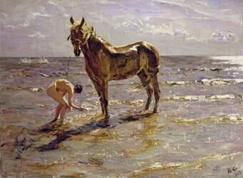 Baigner un cheval (Valentin Serov) - Muzeo.com