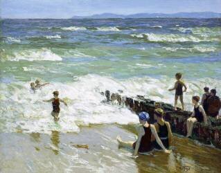 Baigneurs à Breakwater (Edward Henry Potthast) - Muzeo.com
