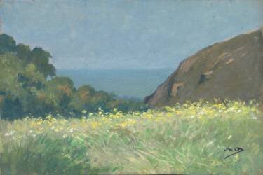 Champ fleuri devant la mer à Carolles (Alphonse Osbert) - Muzeo.com