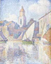 Clocher à Saint-Tropez (Paul Signac) - Muzeo.com