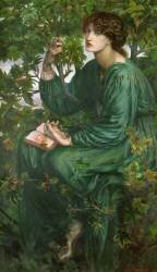 Femme avec un livre ouvert et une fleur (Dante Gabriel Rossetti) - Muzeo.com