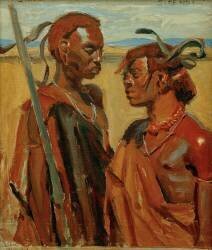 Deux guerriers Maasai (Akseli Gallen-Kallela) - Muzeo.com