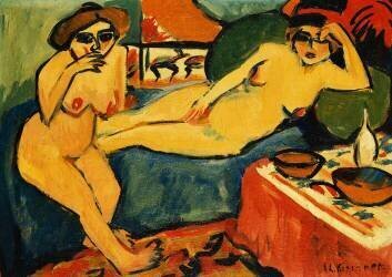 Deux Nus sur un Canapé Bleu (Ernst Ludwig Kirchner) - Muzeo.com