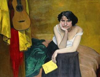 Femme et guitare (Félix Vallotton) - Muzeo.com