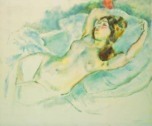 Femme nue allongée (Jules Pascin) - Muzeo.com