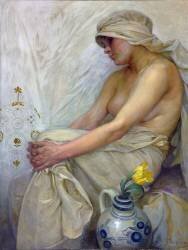 Fille assise (Alfons Mucha) - Muzeo.com