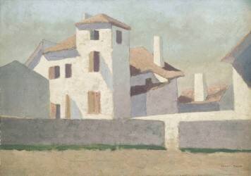 Groupe de maisons blanches aux toits rouges (Odilon Redon) - Muzeo.com