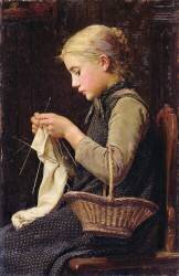 Knitting Girl (Albert Anker) - Muzeo.com