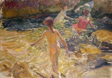 Le bain (Joaquin Sorolla y Bastida) - Muzeo.com