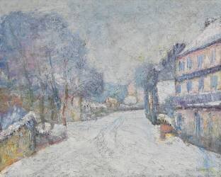 L'Entrée de Besse-en-Chandesse, Auvergne (Effet de neige) (Vladimir de Terlikowski) - Muzeo.com