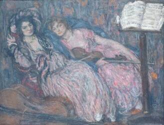 Les deux violonistes (Edmond Aman-Jean) - Muzeo.com