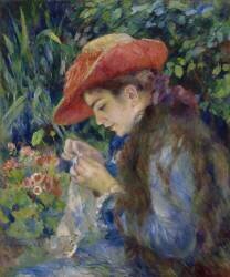 Marie-Thérèse Durand-Ruel cousant (Auguste Renoir) - Muzeo.com