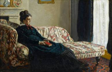 Méditation. Madame Monet au canapé, Camille Doncieux (1847-1879), première femme de l'artiste (Claude Monet) - Muzeo.com